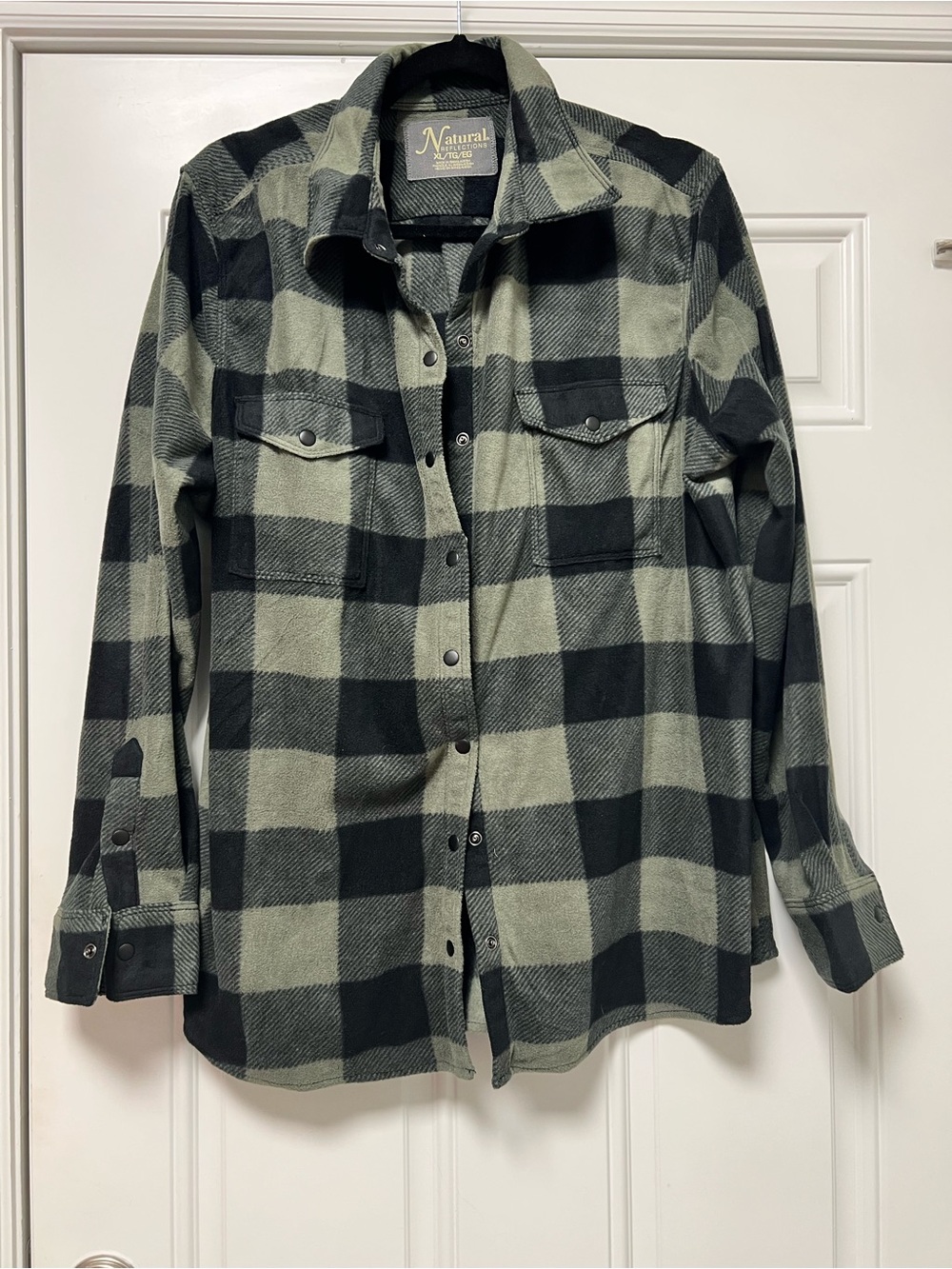 Natural Reflections Olive Green & Black Buffalo Plaid Shirt
